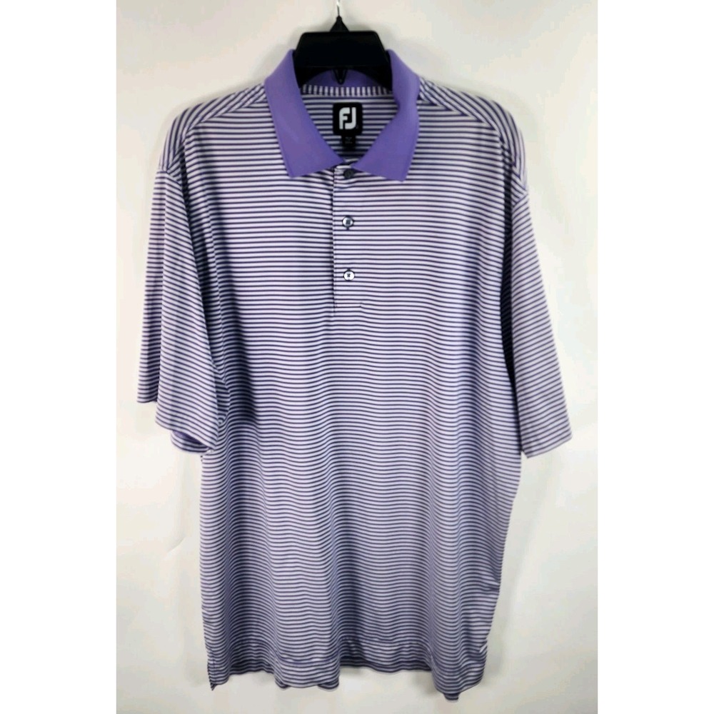 FootJoy FJ Polo Shirt Men's L Purple Stripe ProDry Golf Activewear